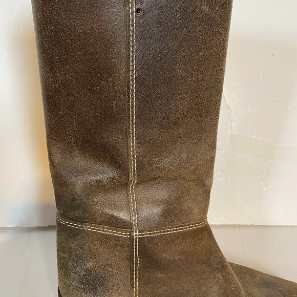 Markee Made in Italy Distressed Brown Leather Women's Knee-High Boots Size 7 - Picture 9 of 15